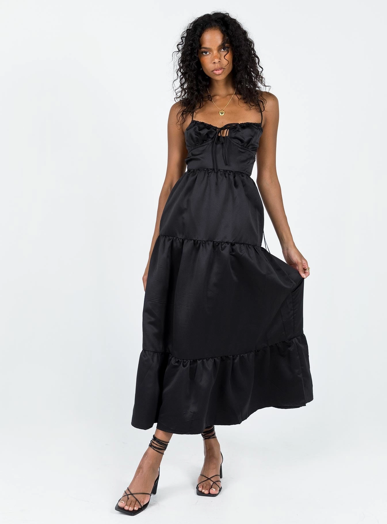 Kuzen Maxi Dress Black Delicate Edge Work Pairing