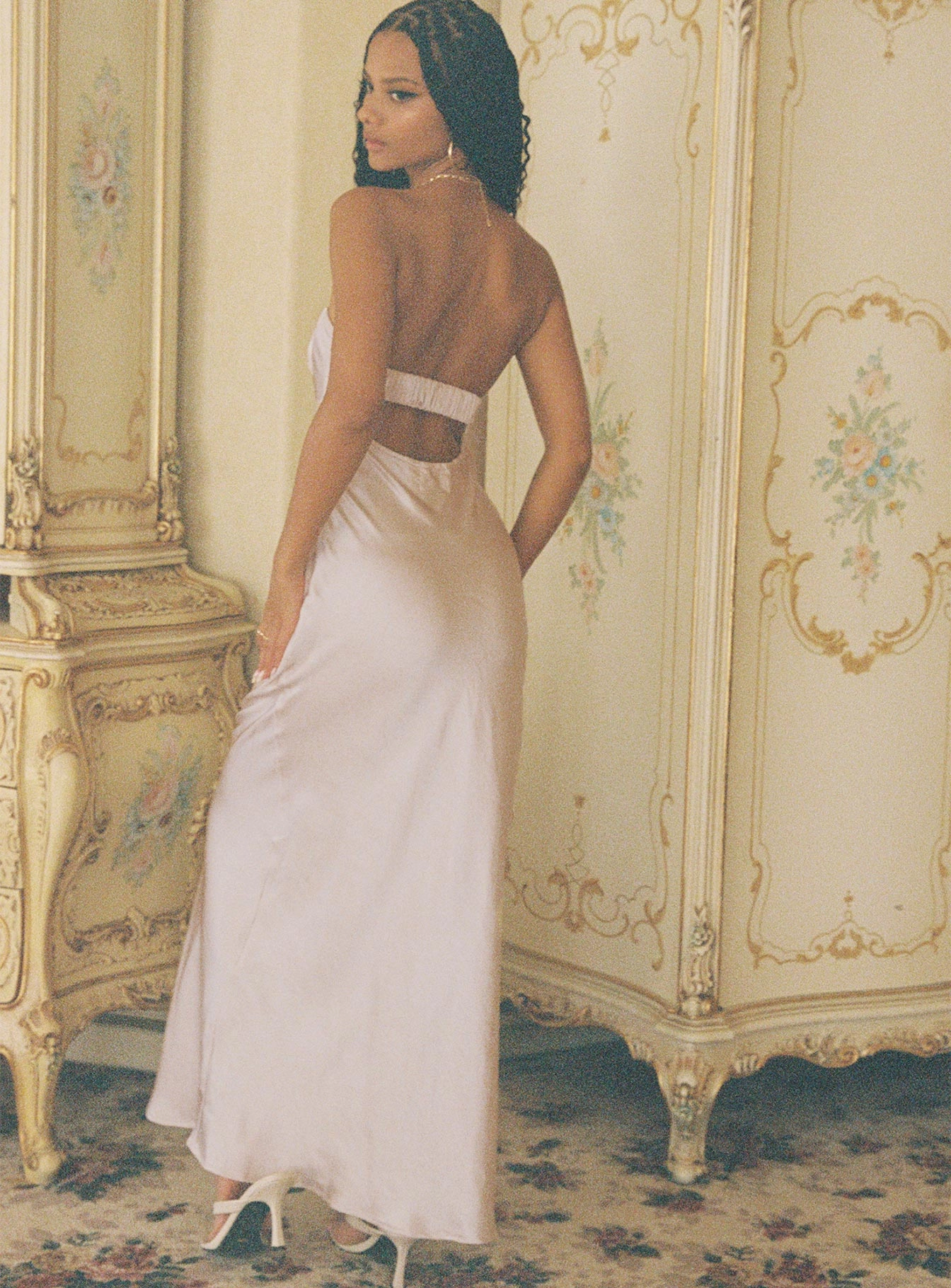 Tressie Maxi Dress Champagne Velvet-Sleeve