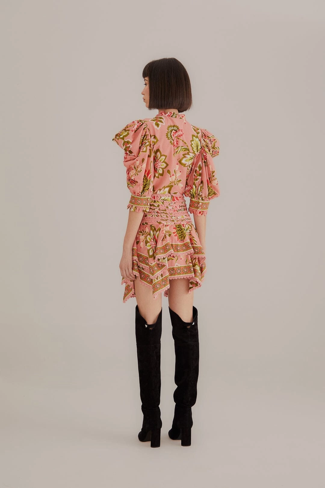 Soft Pink Aura Floral Mini Skirt Low Maintenance Fabric