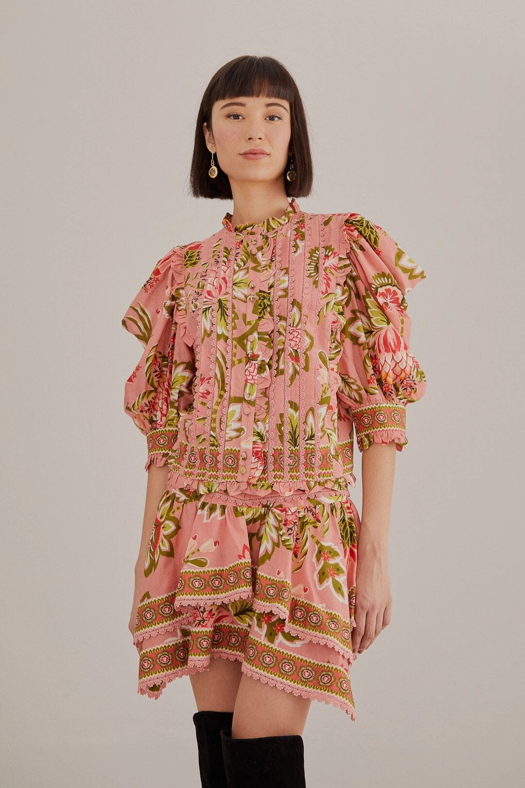 Soft Pink Aura Floral Mini Skirt Fashion Week Ready Creative Look