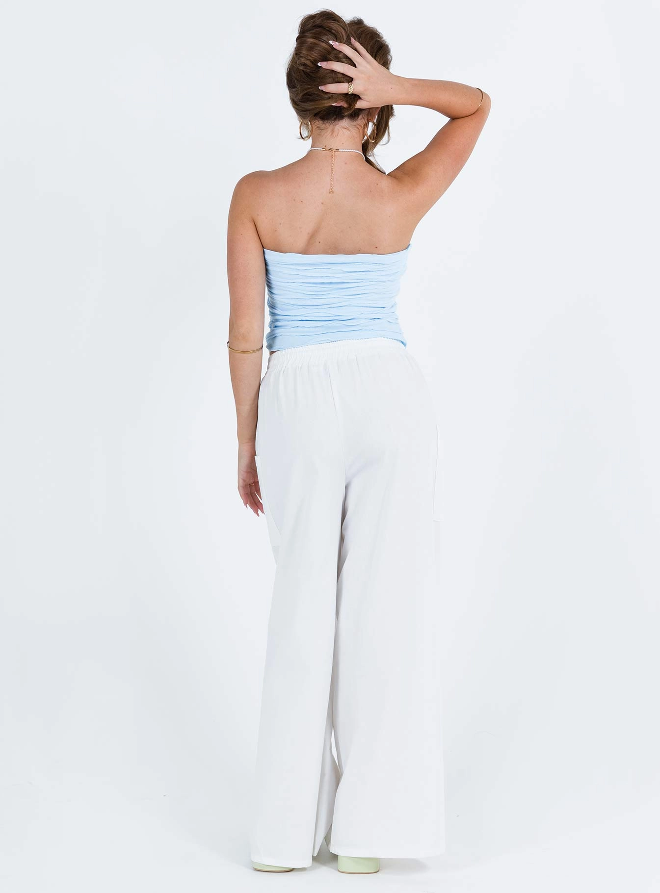 Brunie Pants White Petite OrganicCottonBlend