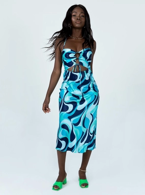 Classic Motion Light Cloud Mayia Midi Dress Blue Multi