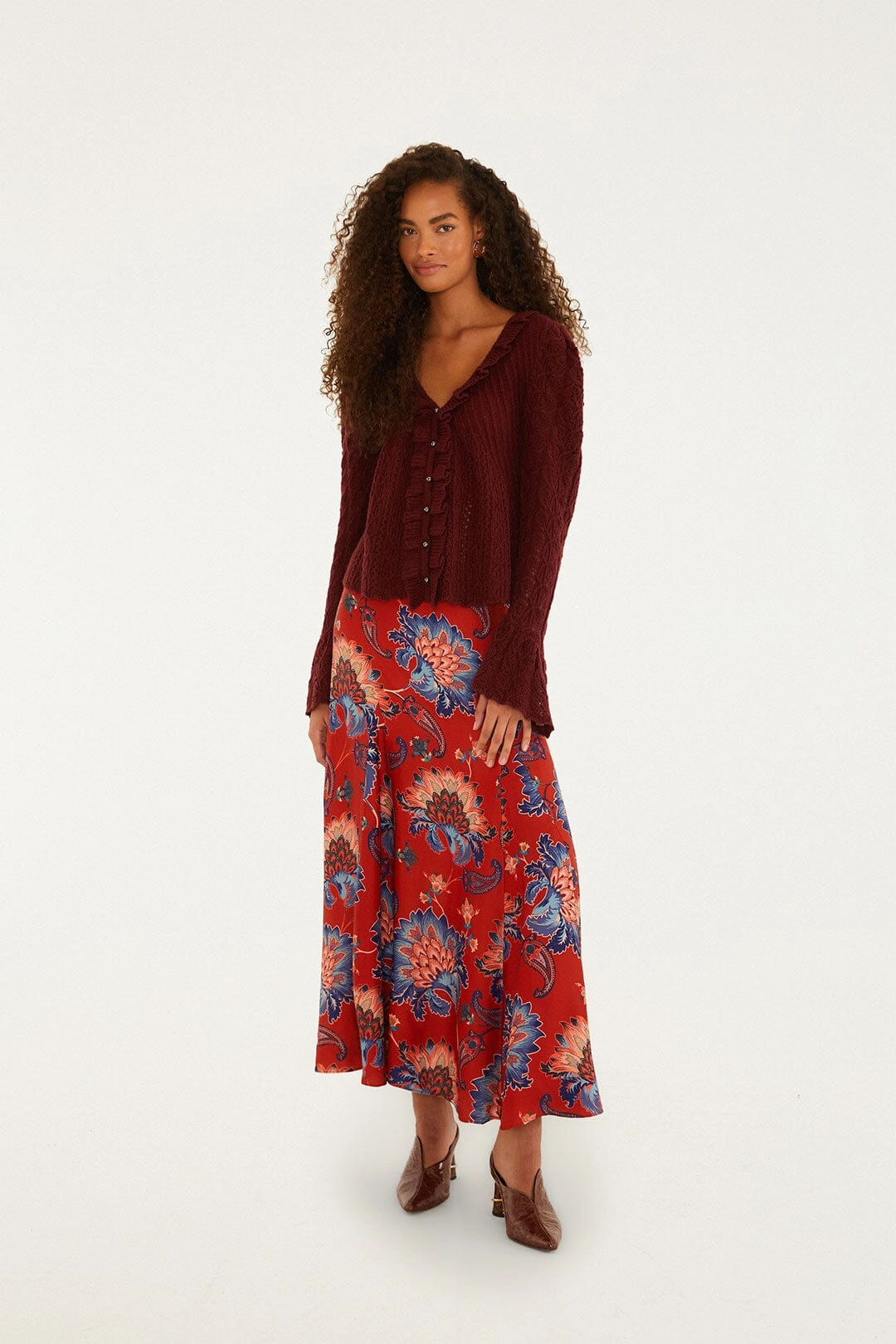 Neat Look Maternity Friendly Red Luang LENZING? Maxi Skirt