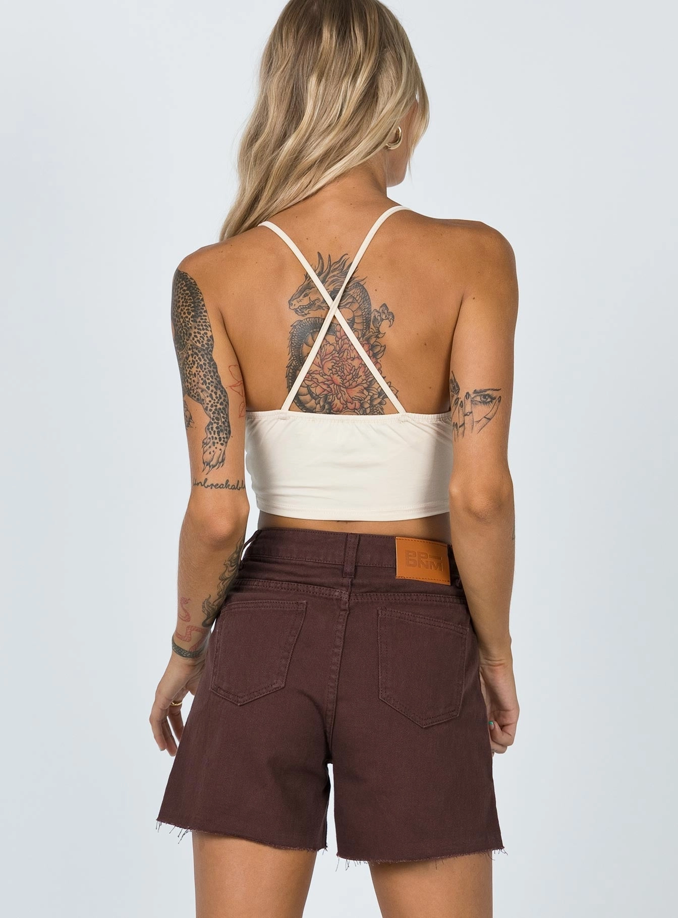 The Swalla Shorts Brown Denim Bacterial Growth Prevention RecycledPolyester