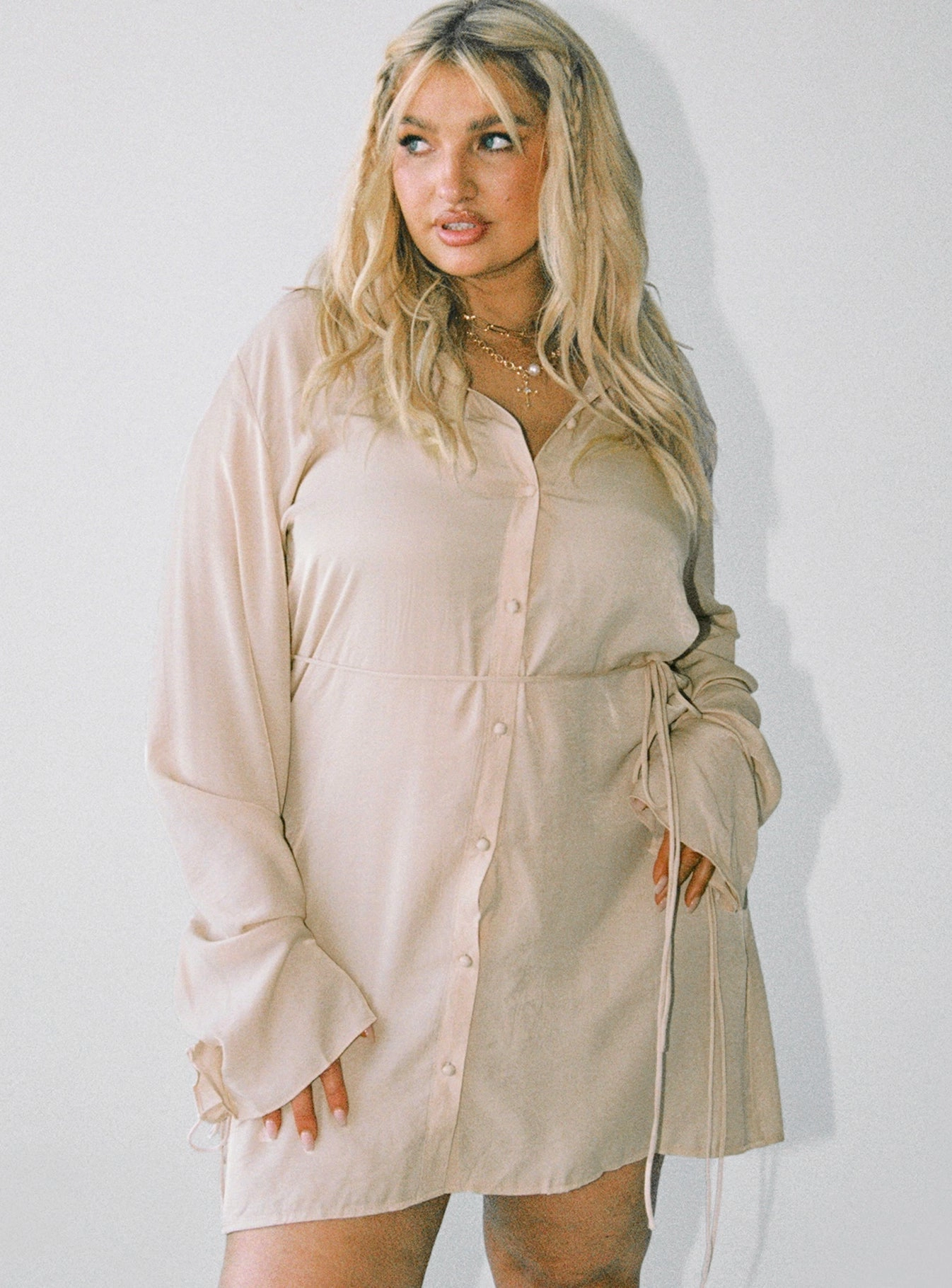 Forbidden Mini Dress Beige Curve Spring Flow