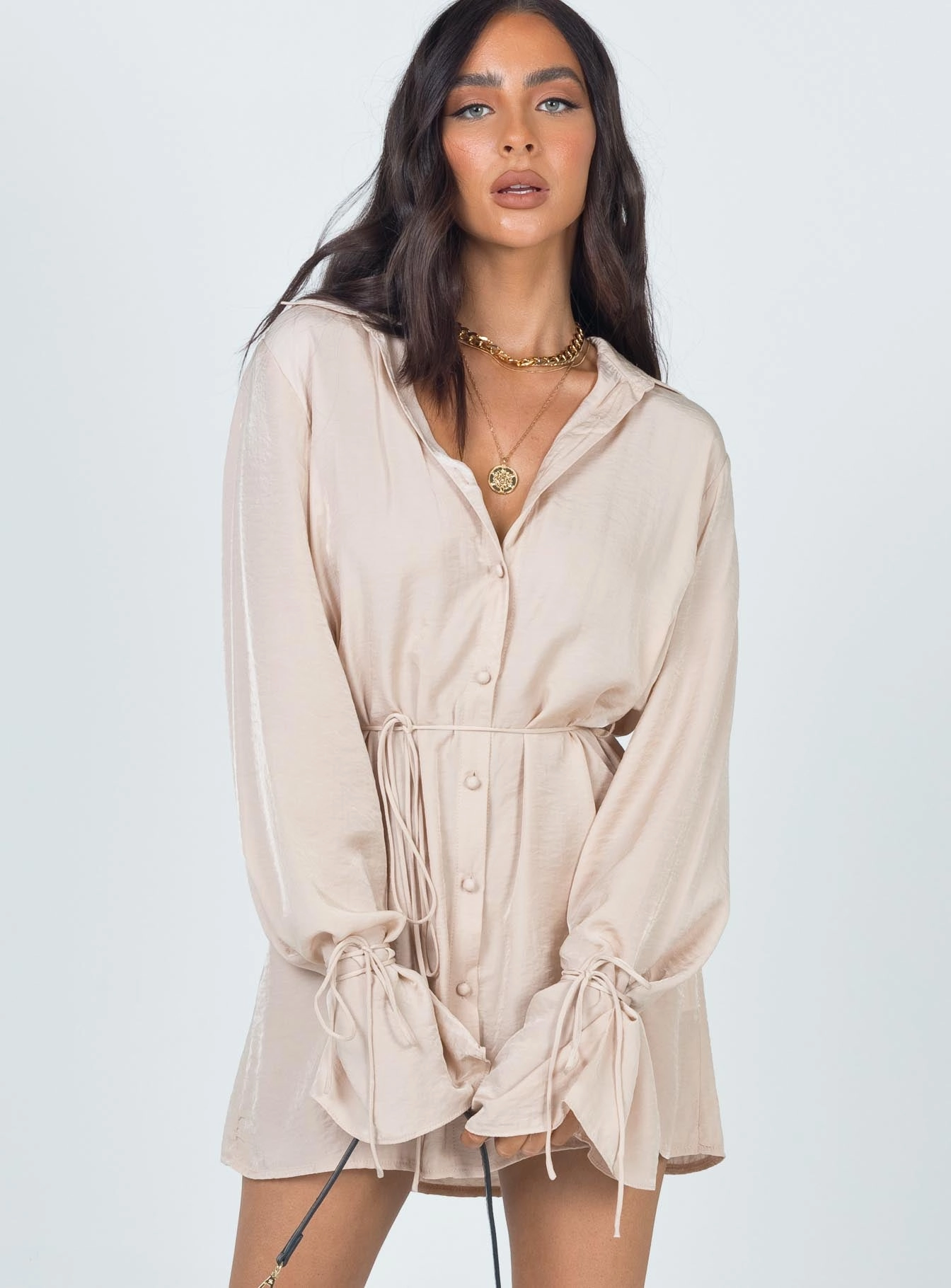 Forbidden Mini Dress Beige Back-Pocket