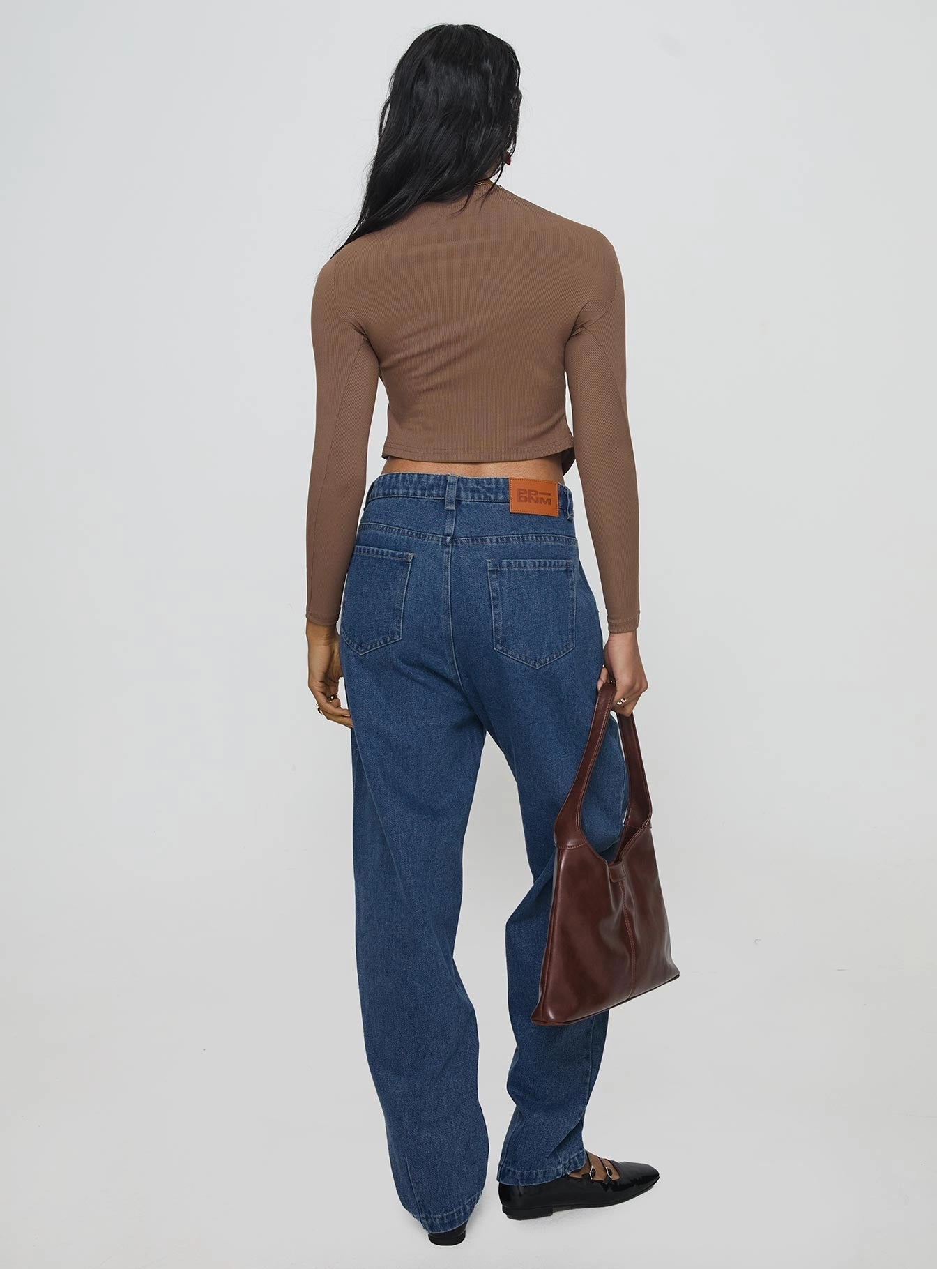 Fashion Forward Lightweight Material Forestier Mid Rise Barrel Leg Pin Tuck Jeans Mid Blue