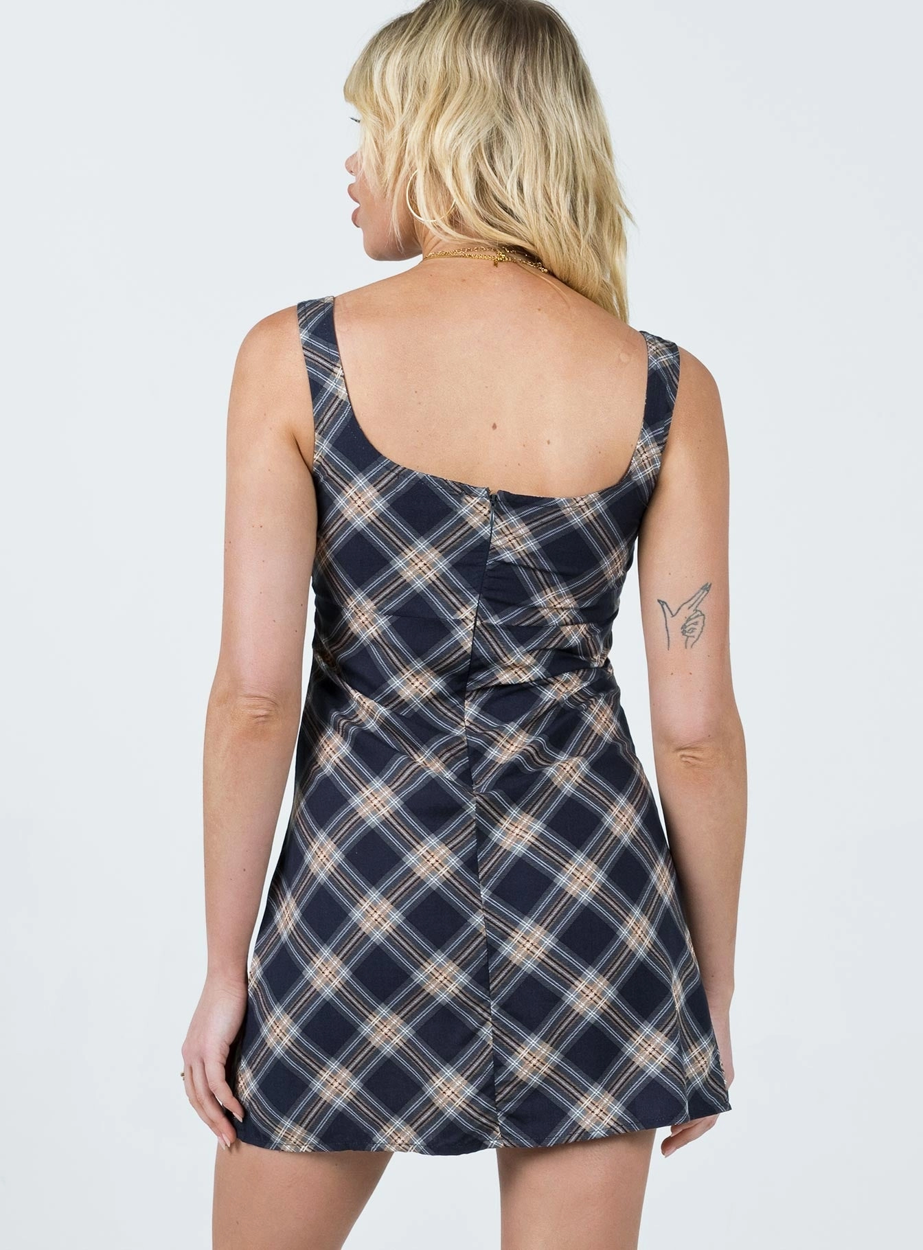 Motel Mehra Dress Check Black Fall Go