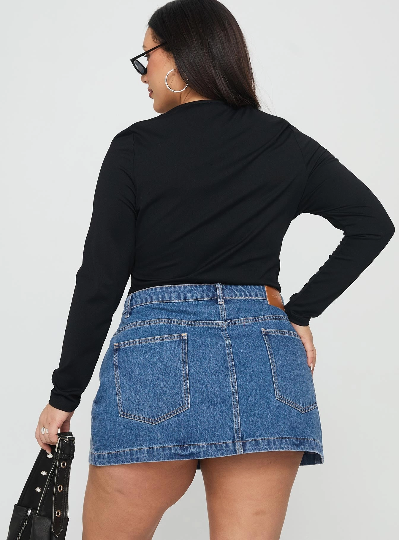 Pastel tone Outfit Lineup Fossils Denim Mini Skirt Blue Curve