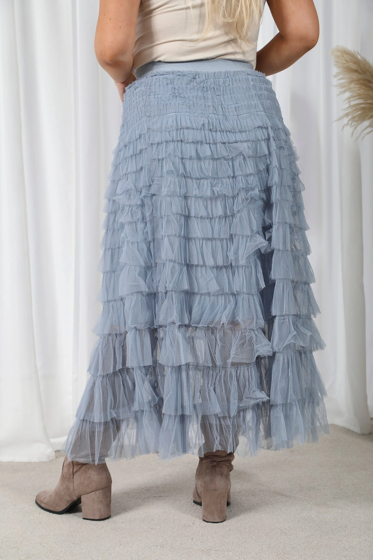 Relaxed Vibe Seraphina Ruffle Skirt Grey