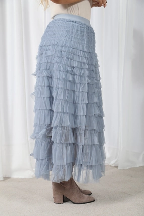 Seraphina Ruffle Skirt Grey Sporty Casual