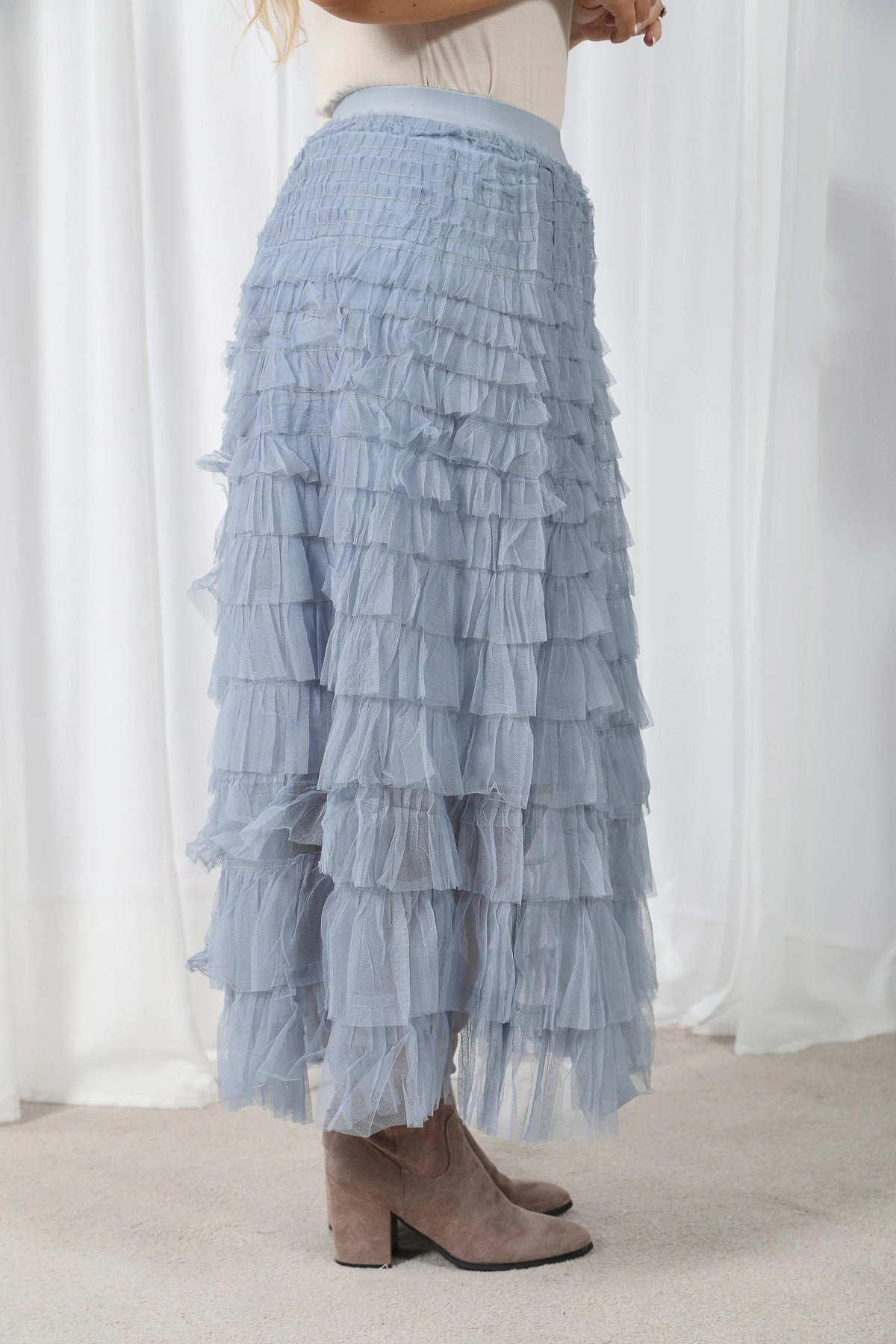 Seraphina Ruffle Skirt Grey Sporty Casual