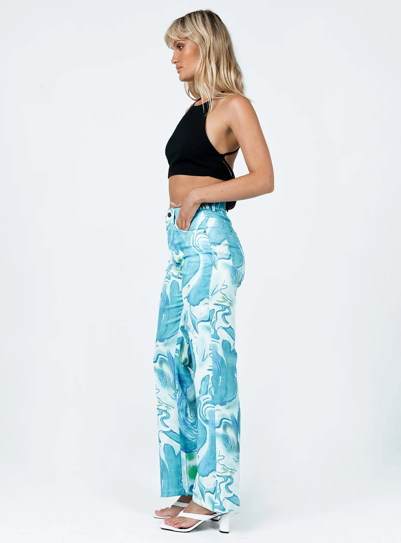 Helda Pants Blue Comfy Shape Flexible Look