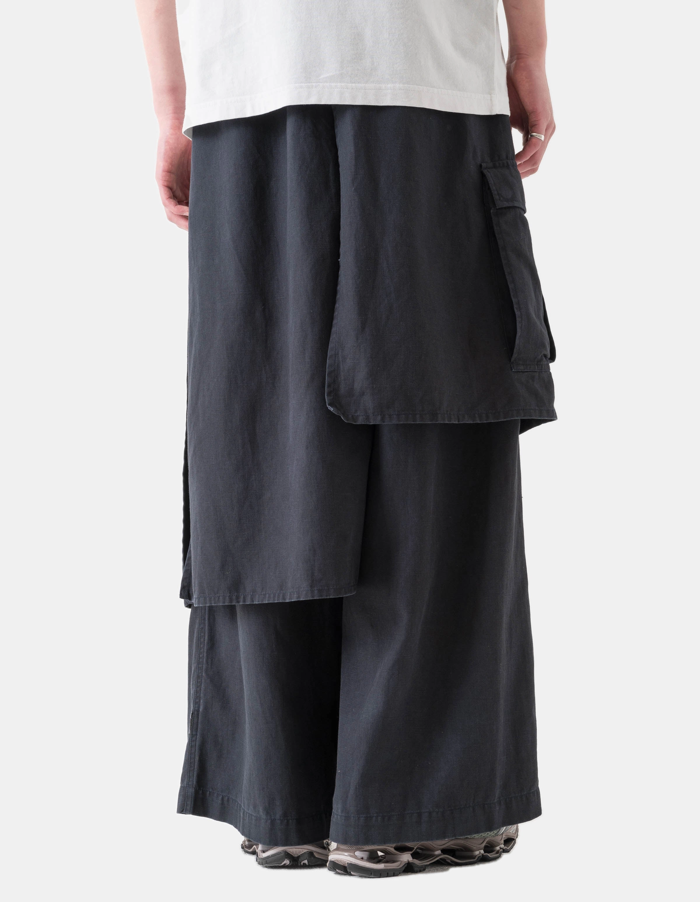 Ergonomic Cut Casual Flex 4588 Asym Cargo Hakama Pants Navy