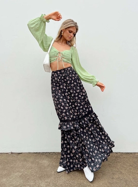 Fowler Maxi Skirt Black Foil Print