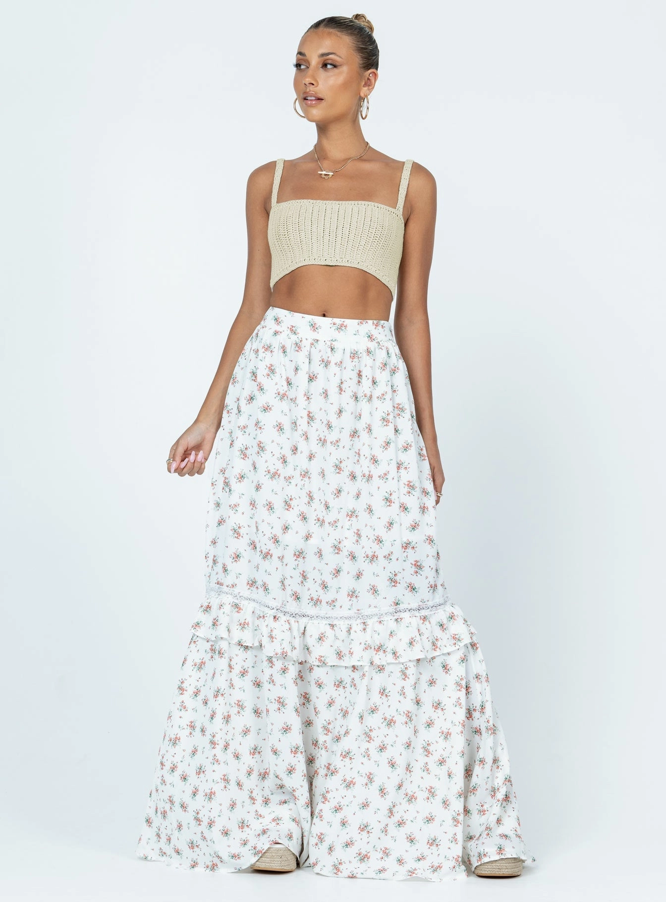Opaque Lining Fowler Maxi Skirt White
