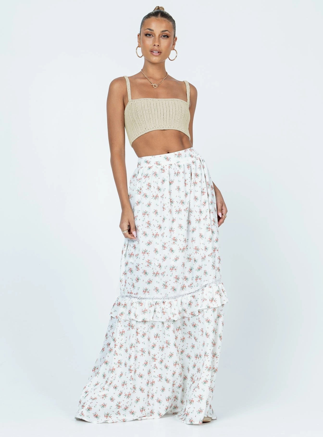 Fresh Vibe Soft Motion Fowler Maxi Skirt White