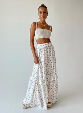 Comfort Waistline Fowler Maxi Skirt White