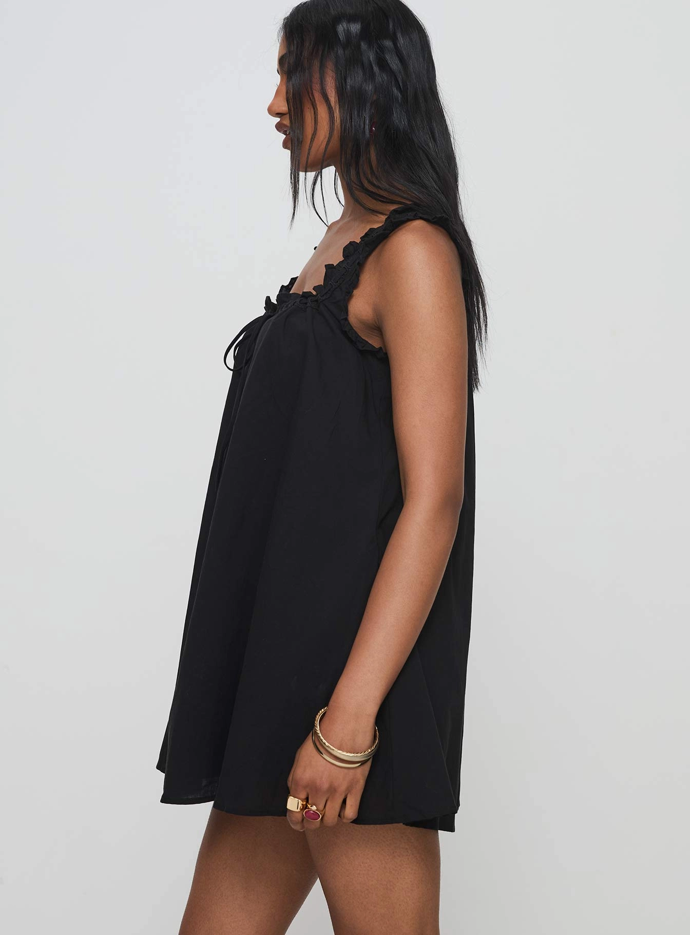 Texture Flow Swing Mini Dress Black Petite