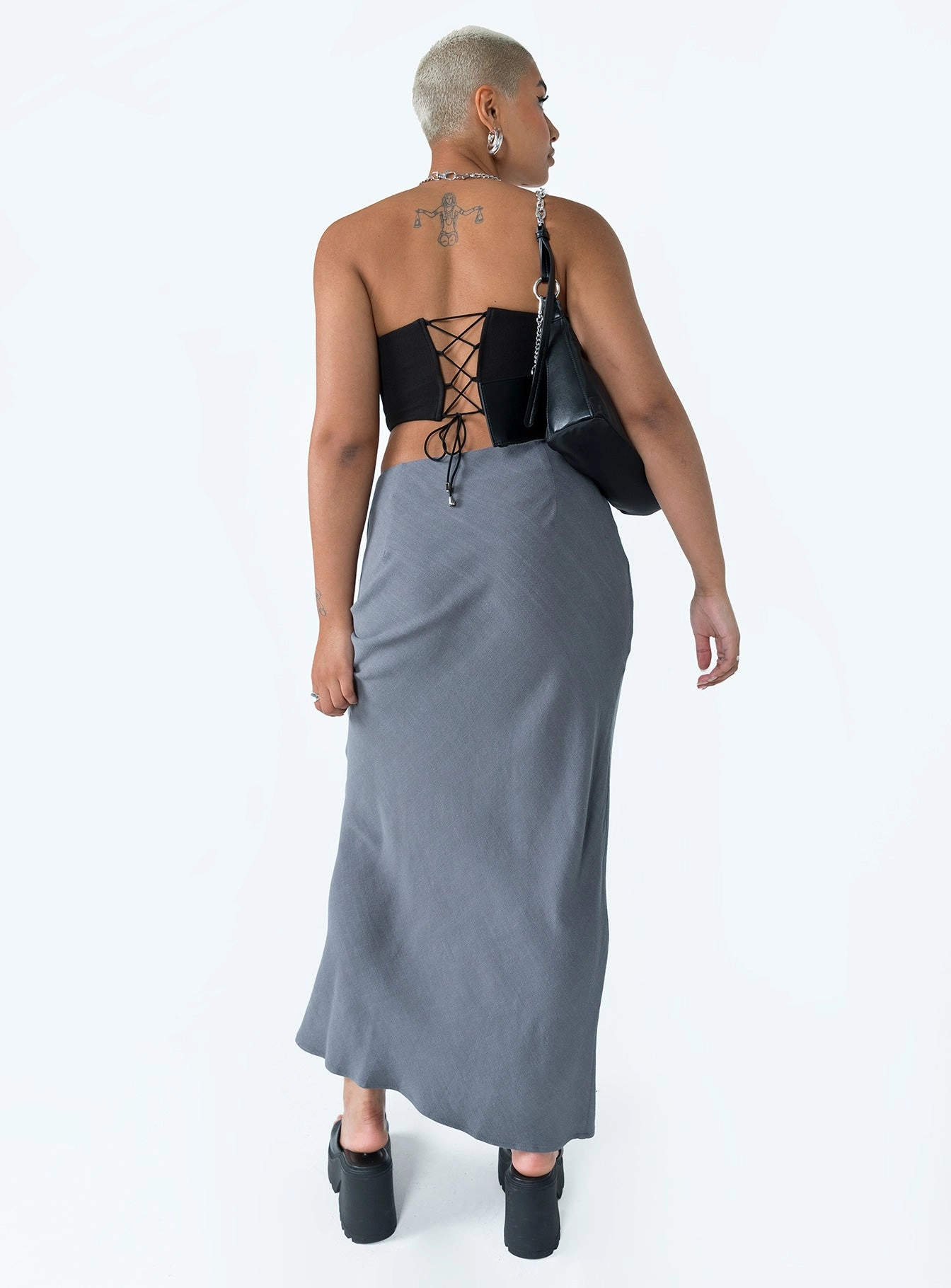 understated look Minimalist Style Jodie Maxi Skirt Grey