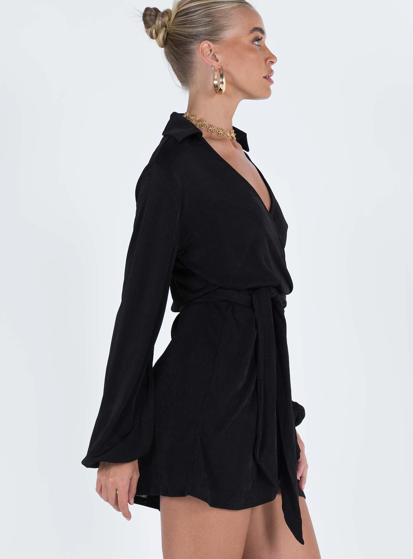 Sharp Profile Brunch Outfit Party Time Mini Dress Black Tall