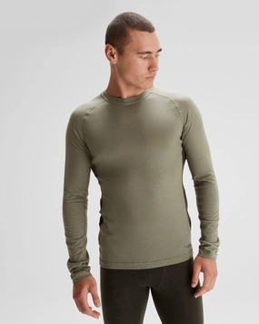 Men's K-Merino 125 Baselayer Top - Beech/Dark Moss Non Restrictive Fit anti slip grip