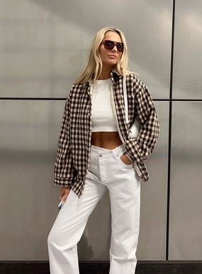 Holly Asymmetric Straight Leg Jeans White Denim Shopping Day High Quality Weekend Style