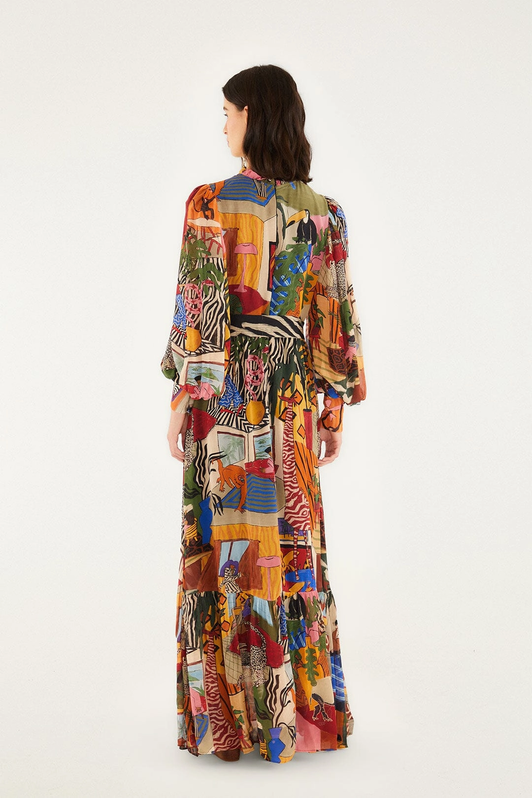 and Effortless fit dress. FrictionReduced Seam Tropical Multicolor Long Sleeve Maxi Dress