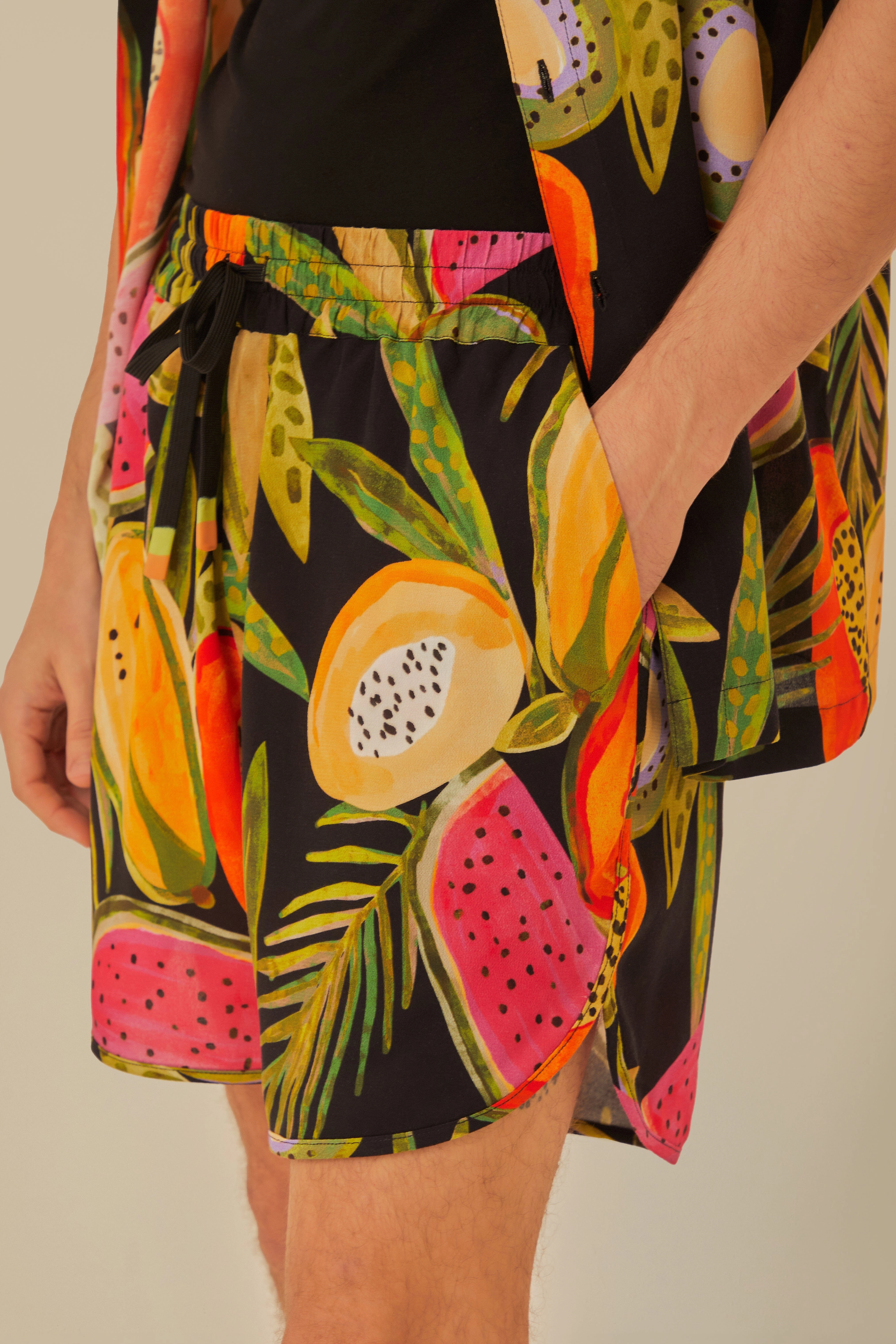 Sport Style Flexible Layer Fit Fruits Shorts