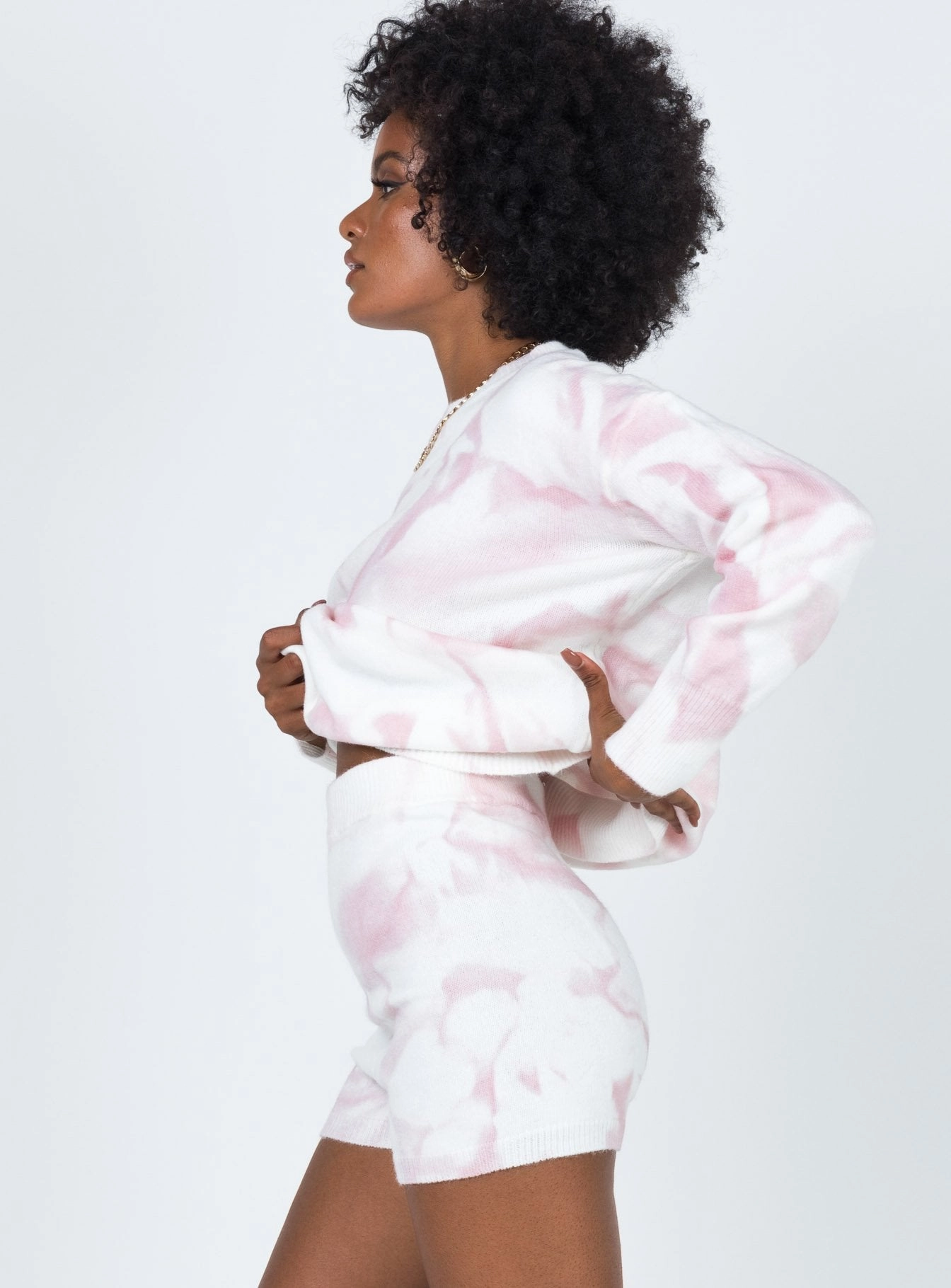 Hailey Tie Dye Shorts Pink high waisted Breathable fabric construction