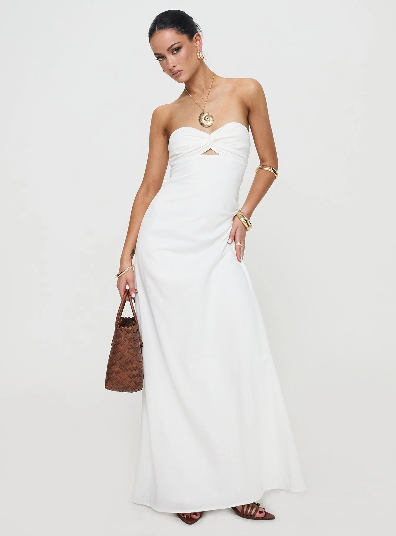 Artis Strapless Maxi Dress White Flattering Fit Quick Glam
