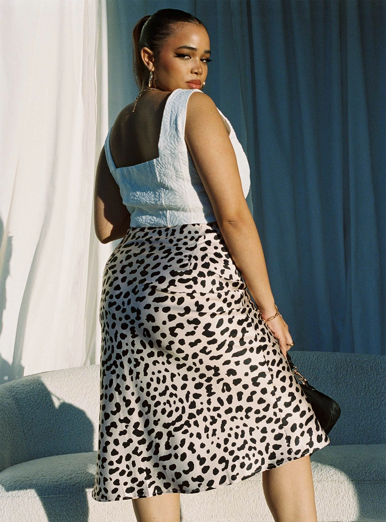 Sporty Casual Nia Midi Skirt Beige Curve