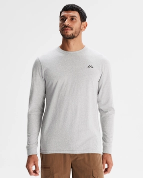 Men's Co-ordinate Organic Cotton Long Sleeve T-shirt - Light Grey Marle V neck elegance Relaxed and Easy