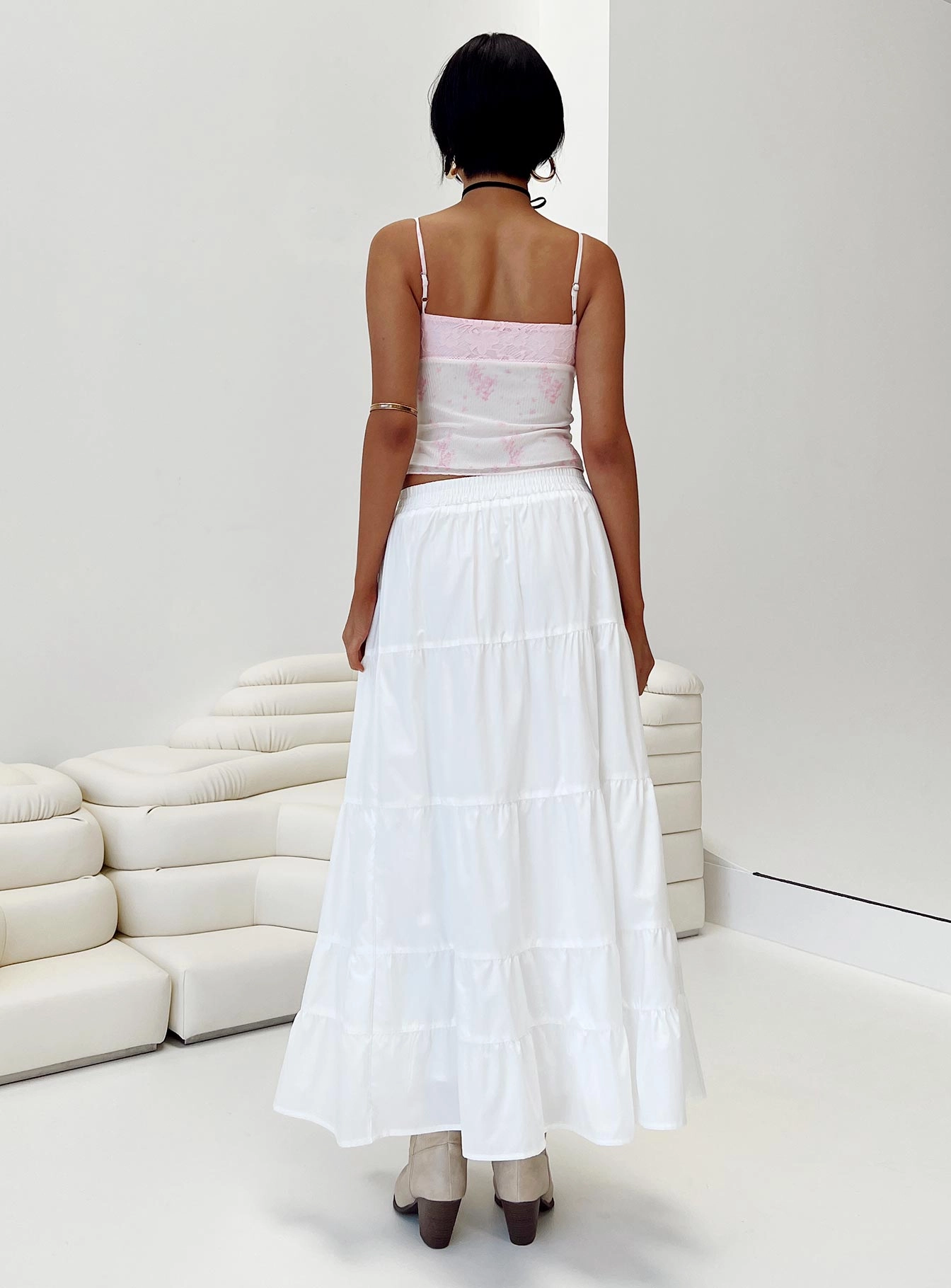 Curve Friendly Garden Party Maxi Skirt White