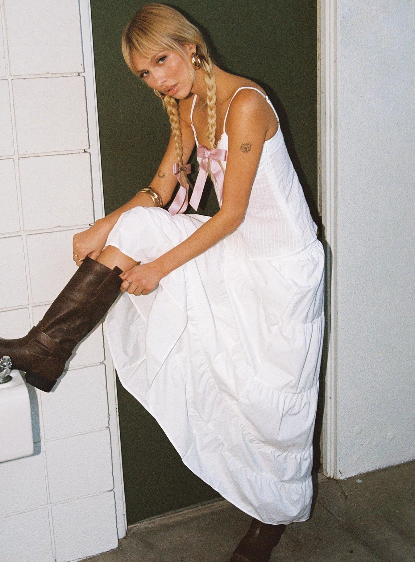 Garden Party Maxi Skirt White Material Innovation