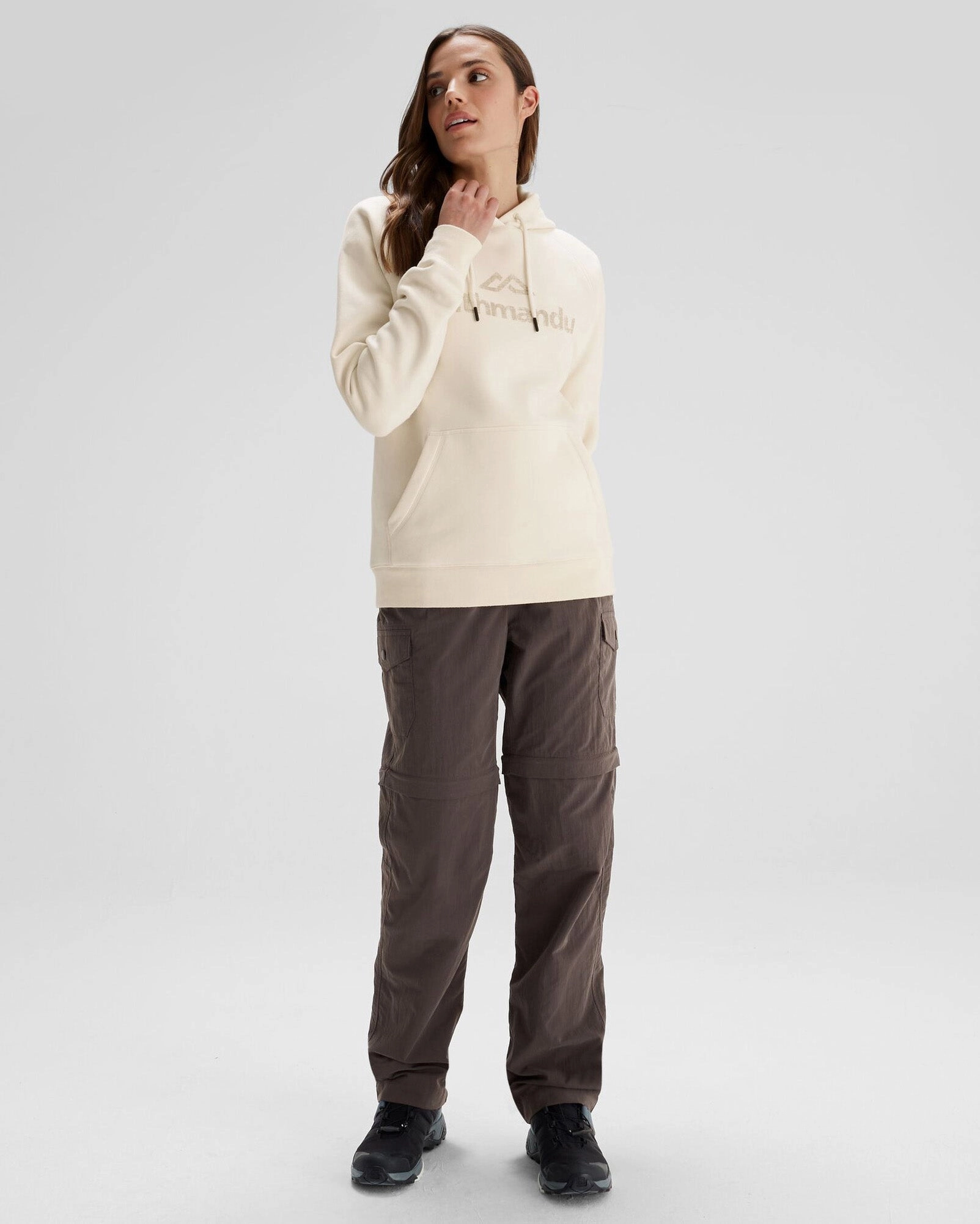 Cozy Vibe Women's Kathmandu Logo Hoodie - Natural
