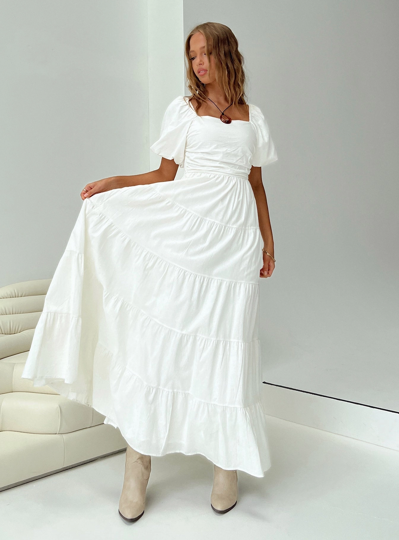 Garrity Maxi Dress White Feminine Vibe