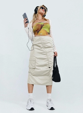 Motel Enore Skirt Oat Outfit Moodset Soft Texture