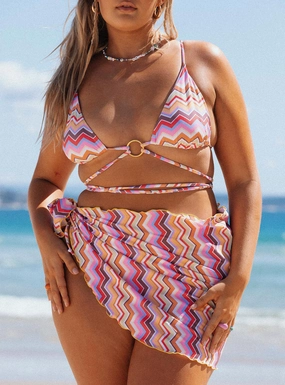 Wearable Art Lightweight Fabric Paradise Sarong Multi Zig Zag