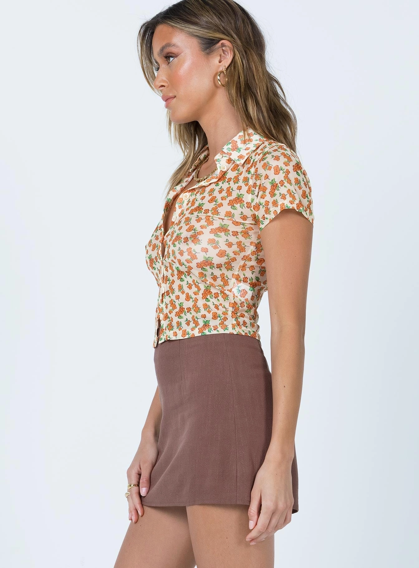 Mall Brand Look Selby Mini Skirt Brown Eco