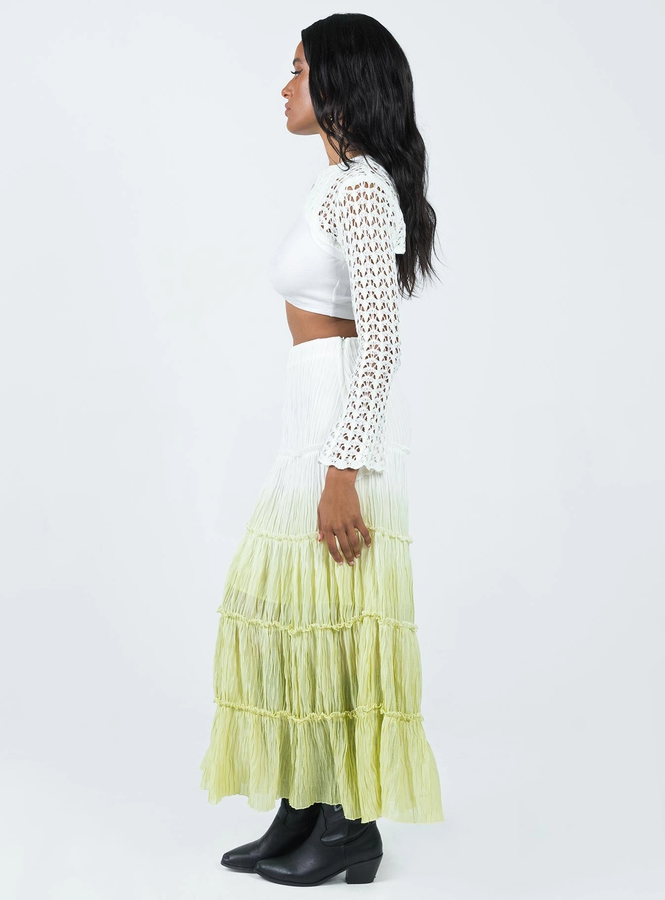 Heritage Brand Sun Down Mid Rise Maxi Skirt Green Ombre