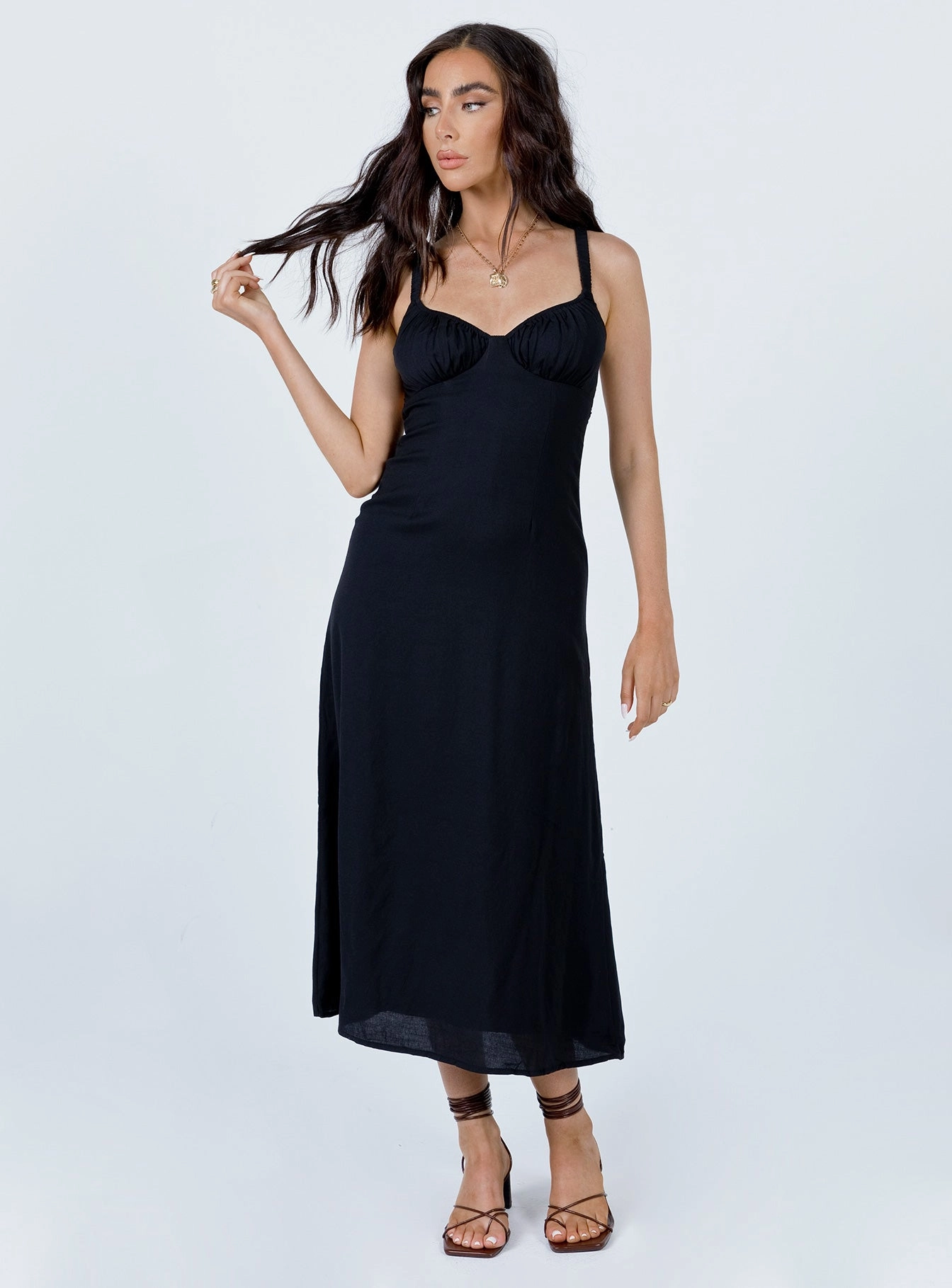 High low hem Georgia Midi Dress Black