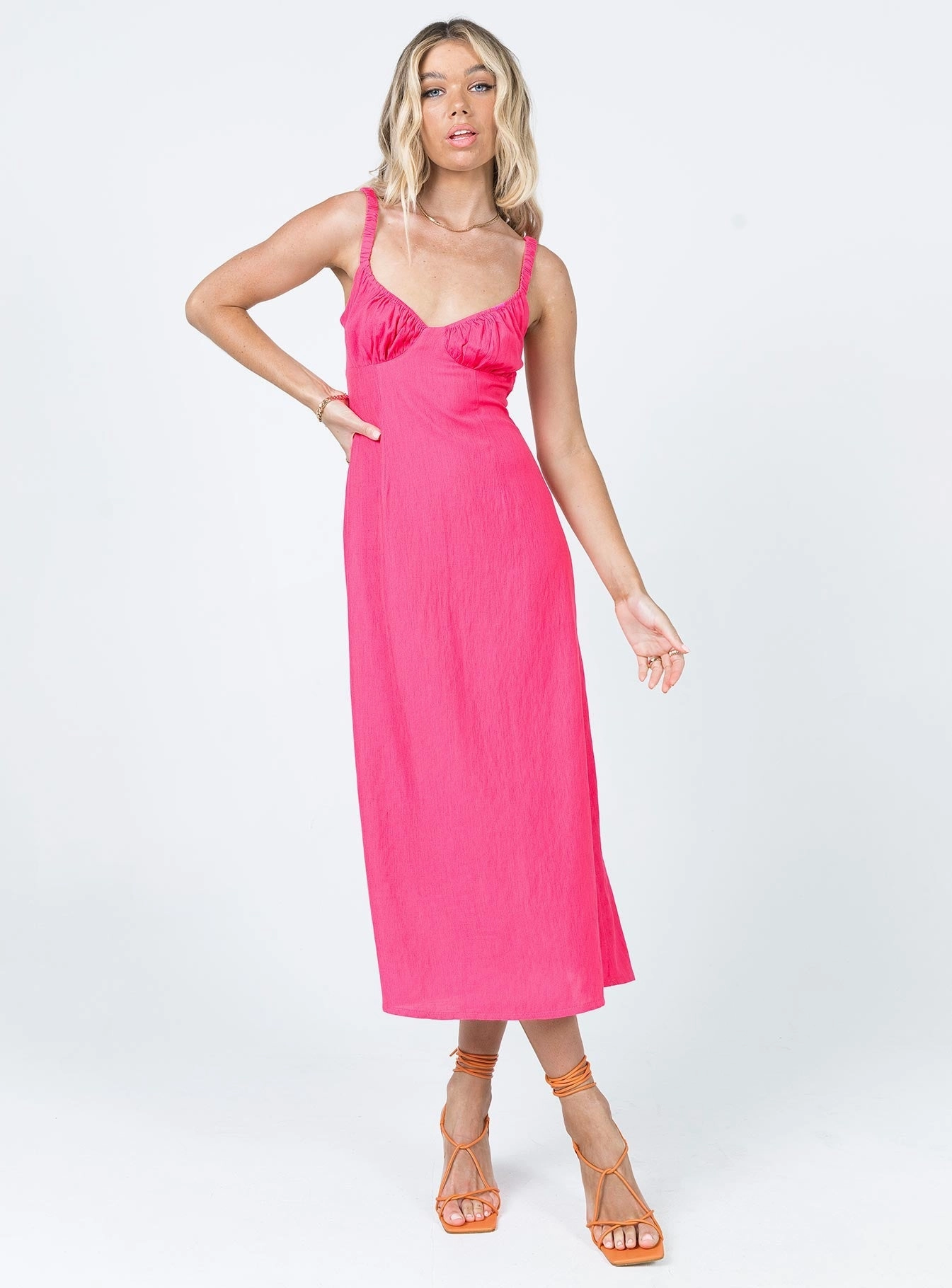 Georgia Midi Dress Pink Non-Pilling Relaxed Look