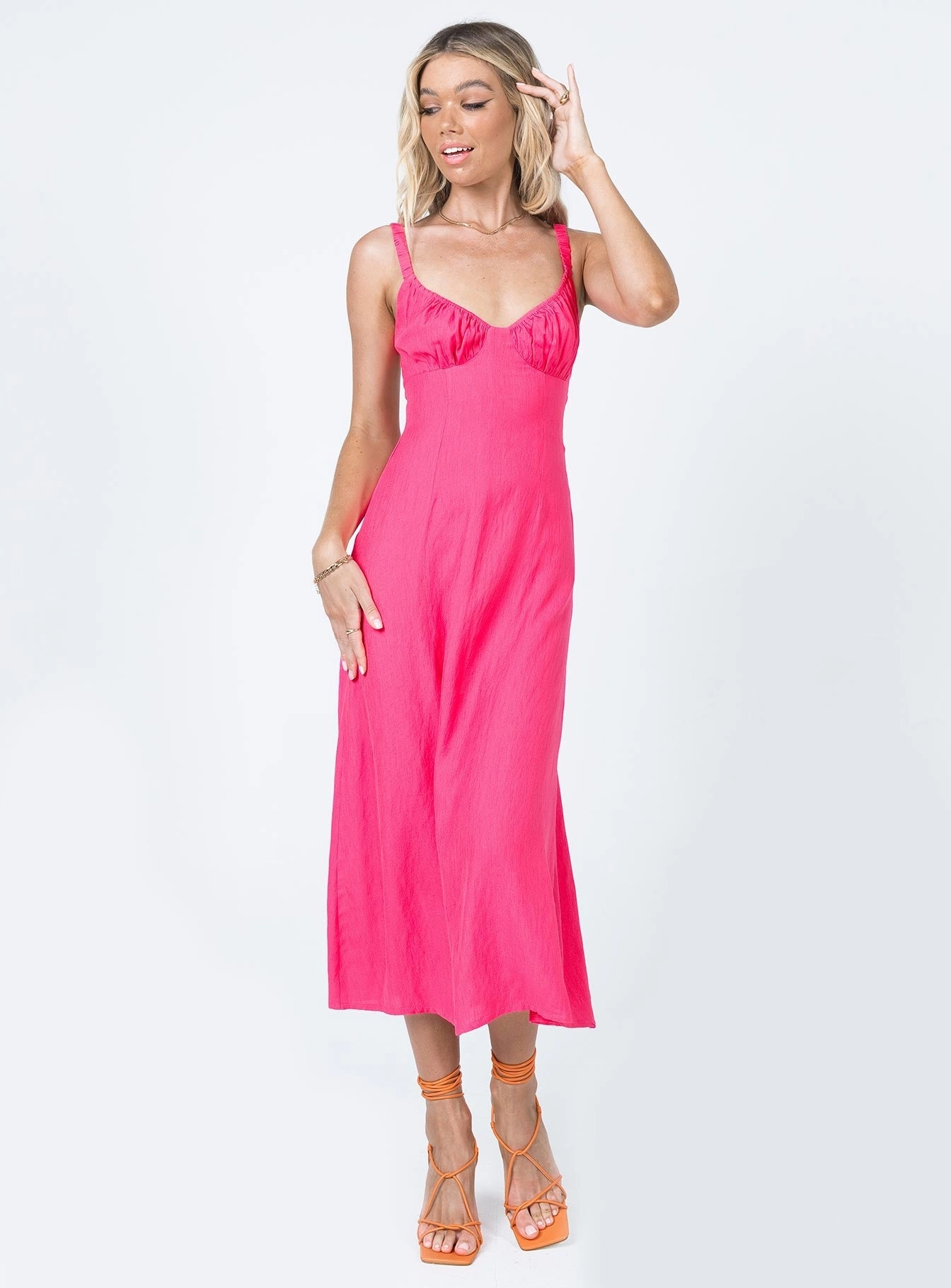 Georgia Midi Dress Pink Smart Lines Trendy Appeal