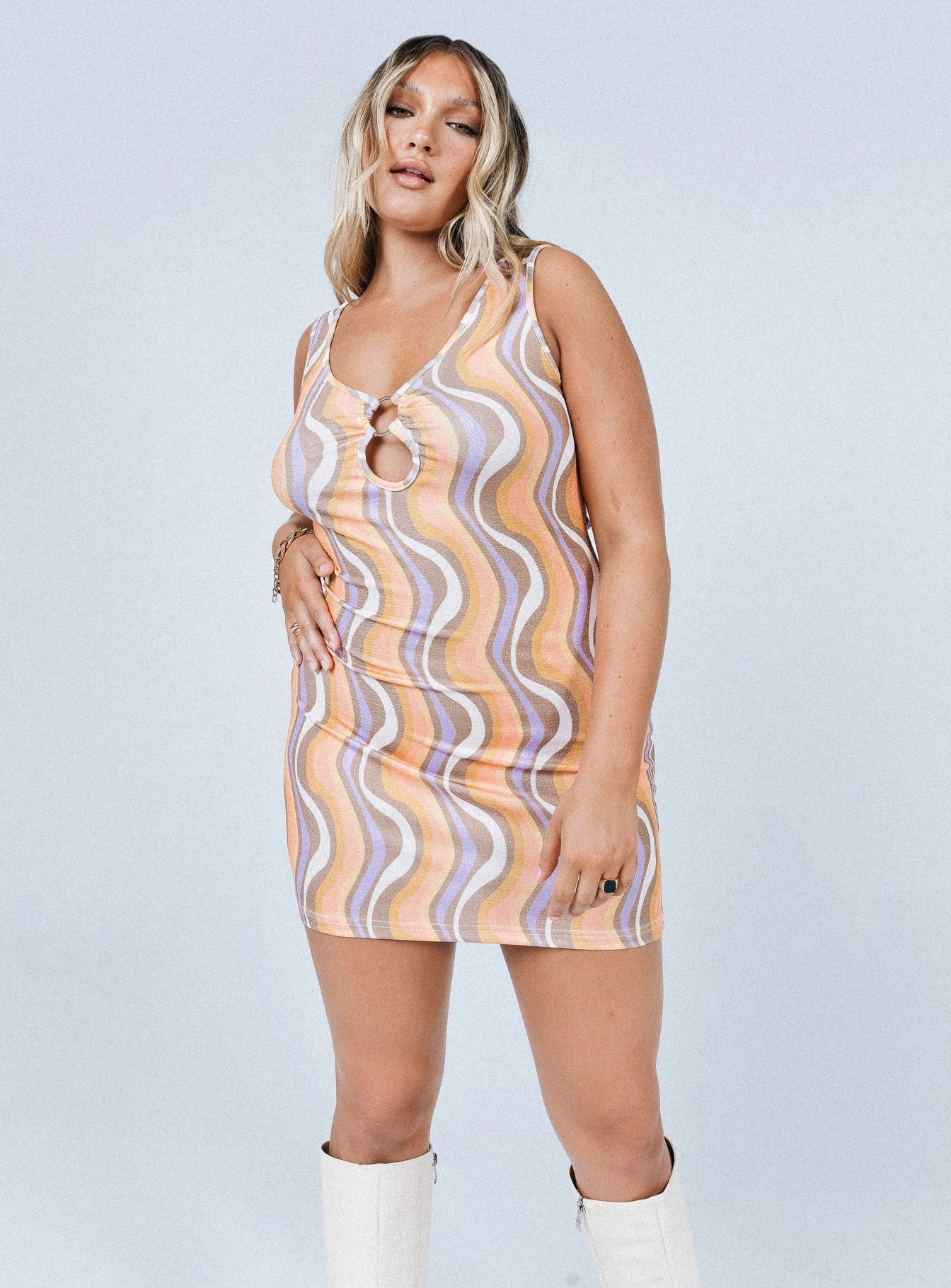 Chic Design A Line Cut Georgie Mini Dress Multi