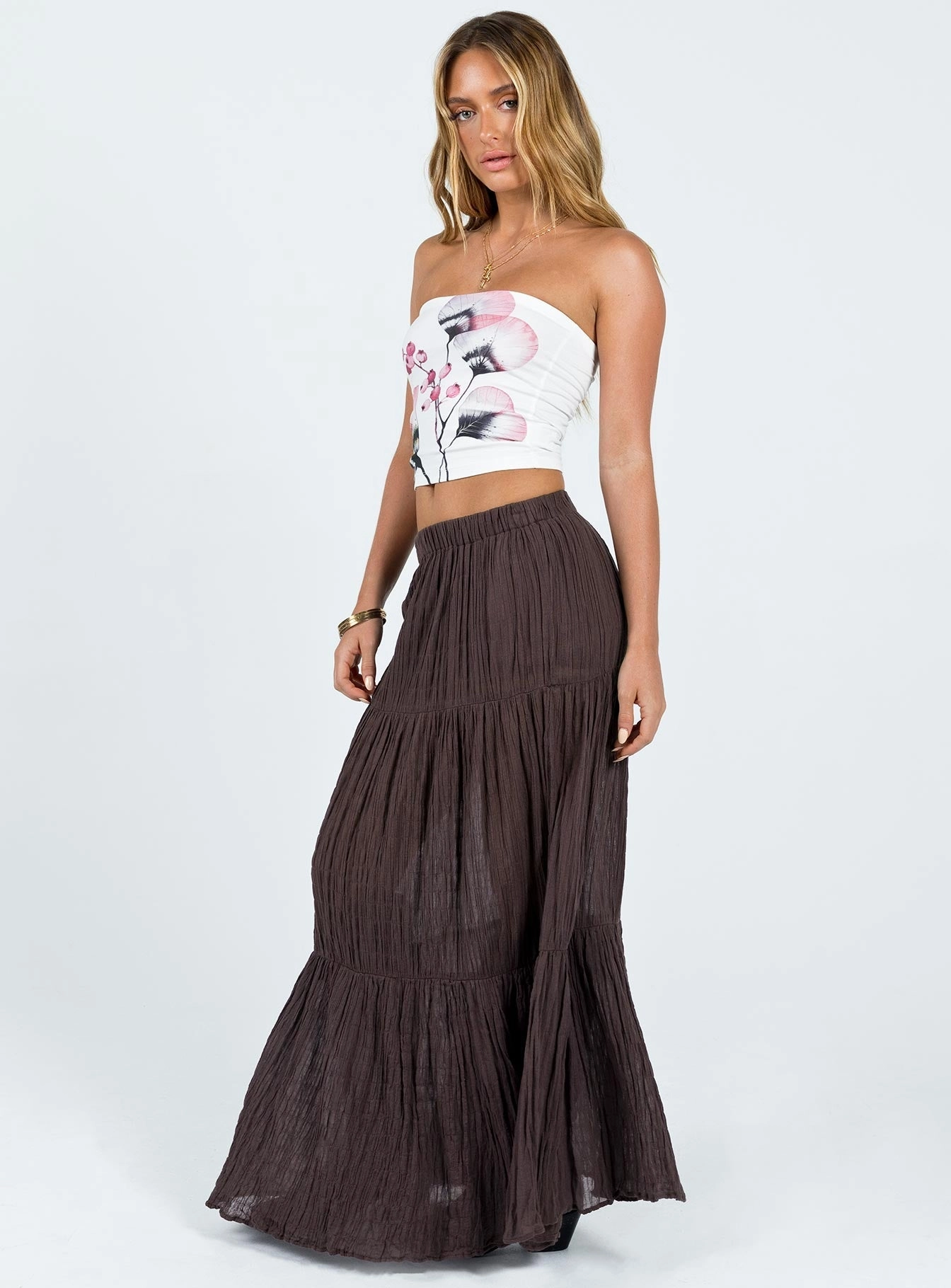 Laid Back Look Relaxed Motion Gilchrist Low Rise Maxi Skirt Brown