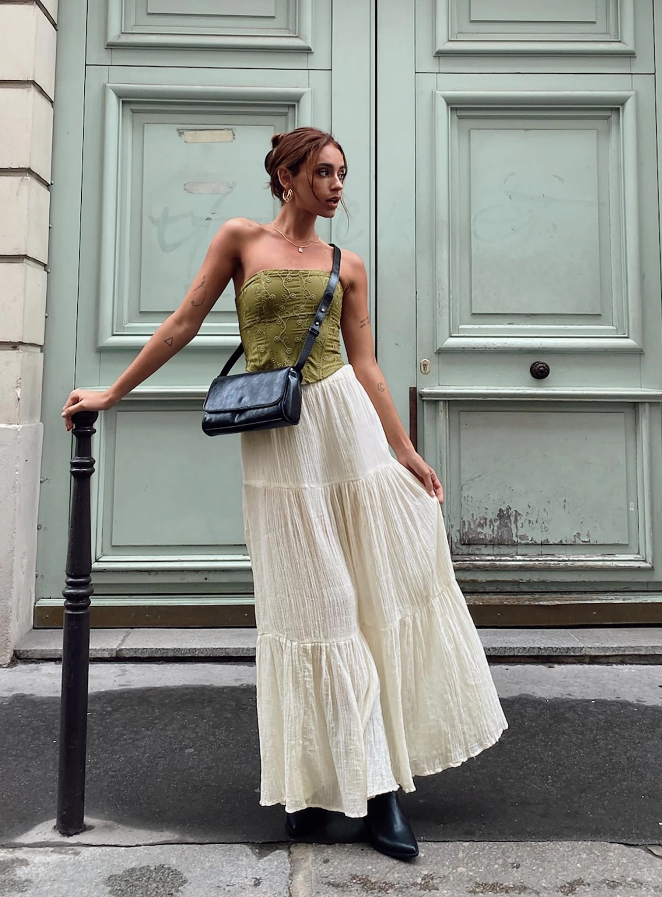 Gilchrist Low Rise Maxi Skirt Ivory Low impact Road Trip Figure Flattering