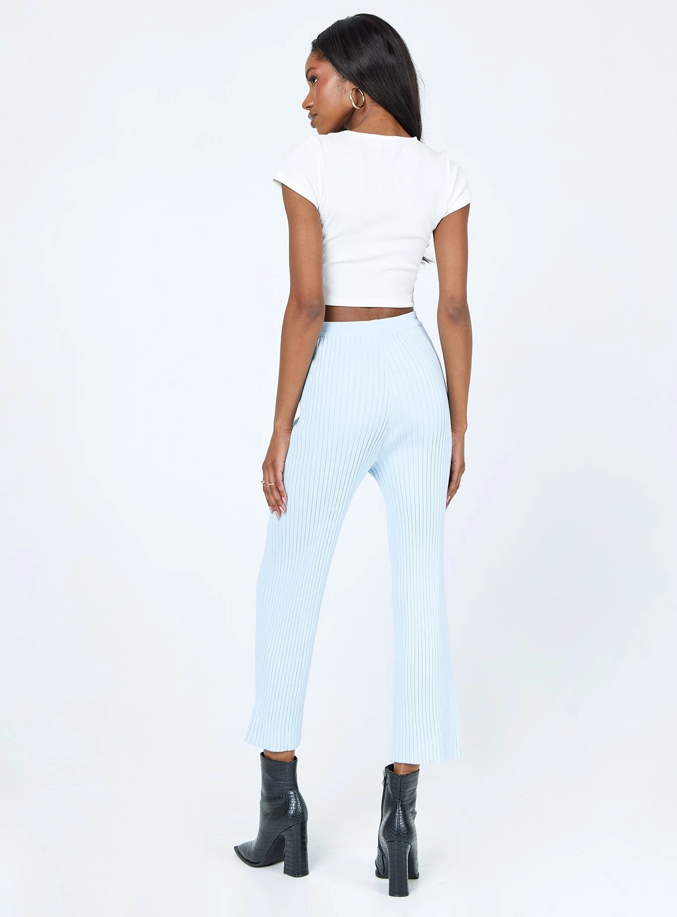 Ginny Ribbed Knit Pants Blue No Irritation Seams