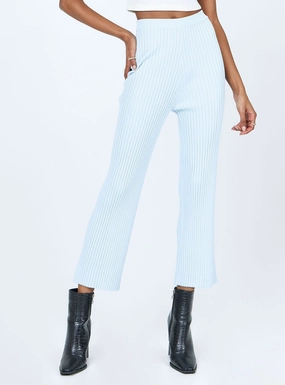 Carbon Infused Fabric Ginny Ribbed Knit Pants Blue