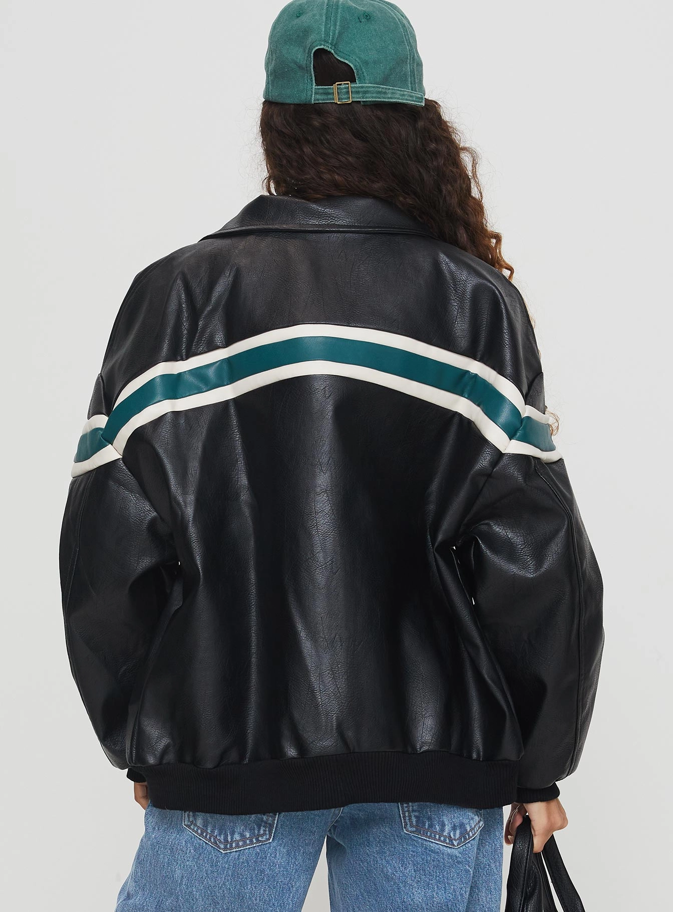 Ergonomic Fit Wrinkle Resistant Goldsmith Faux Leather Bomber Jacket Black / Green